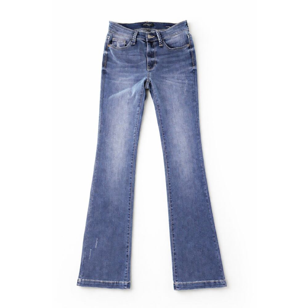 Judy Blue Slim Bootcut Jeans Women Size 0/24 Mid Rise Stretch Distressed